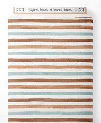 Tissu - Rayures bleues et brunes douces