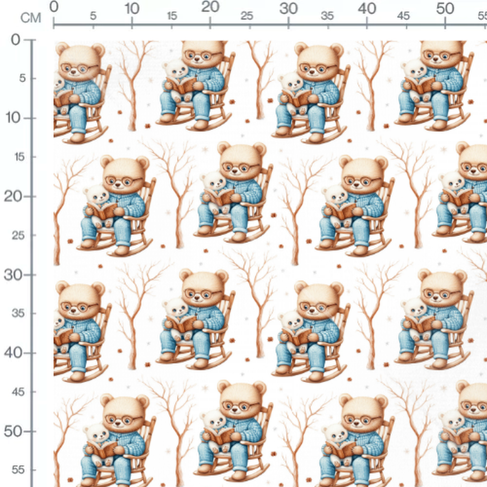 Tissu - Oursons lisant sous arbres