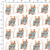Tissu - Oursons lisant sous arbres