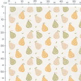 Tissu - Poires vertes sur fond blanc