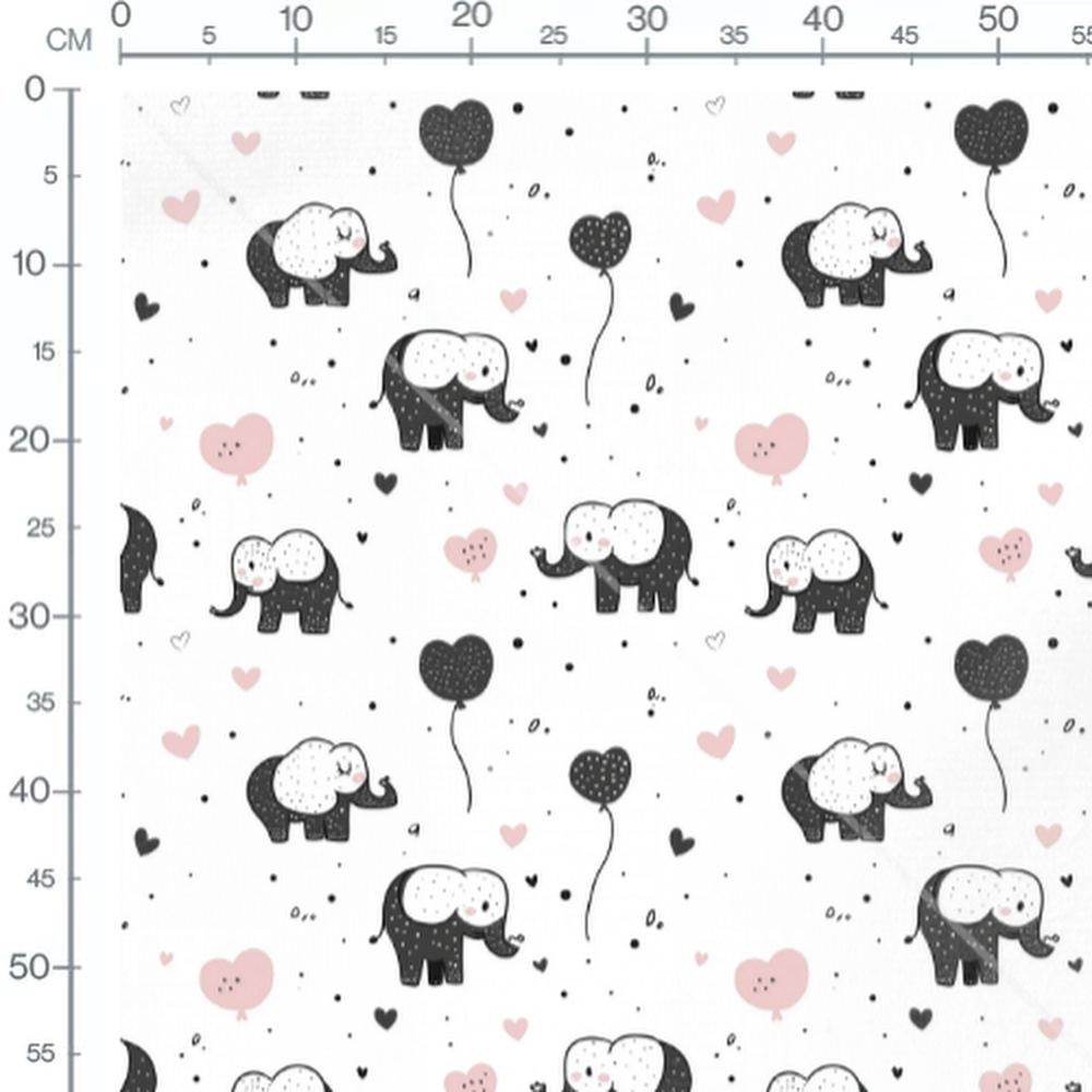 Tissu - Tissu Elephant Coeur Doodle