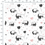 Tissu - Tissu Elephant Coeur Doodle