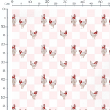 Tissu - Poules rubans rouges