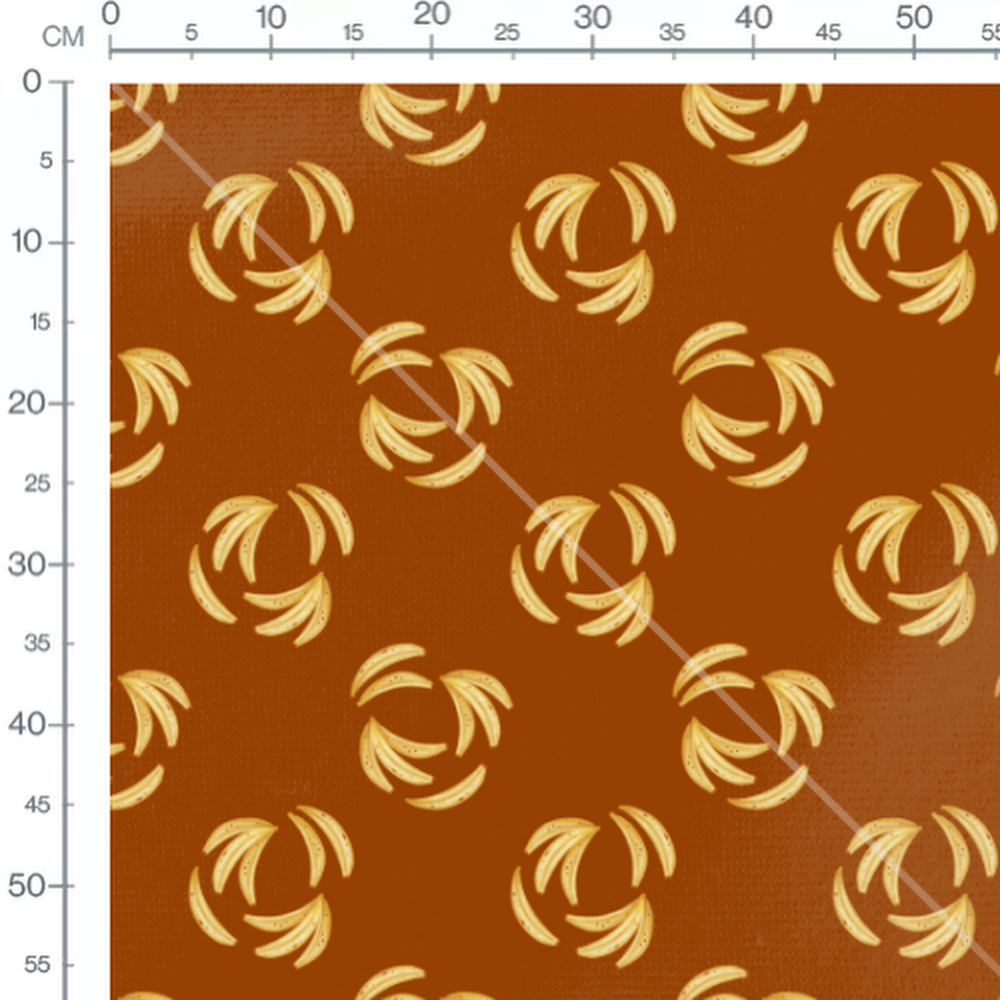 Tissu - Bananes sur fond marron
