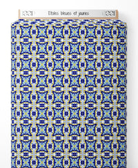 Tissu - Étoiles bleues et jaunes