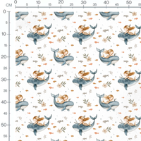 Tissu - Sirènes et baleines joyeuses