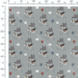 Tissu - Loups à vélo gris