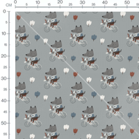 Tissu - Loups à vélo gris