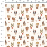 Tissu - Animaux mignons avec lunettes