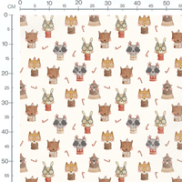 Tissu - Animaux mignons avec lunettes