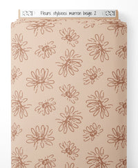 Tissu - Fleurs stylisées marron beige 2