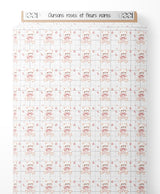 Tissu - Oursons roses et fleurs noires