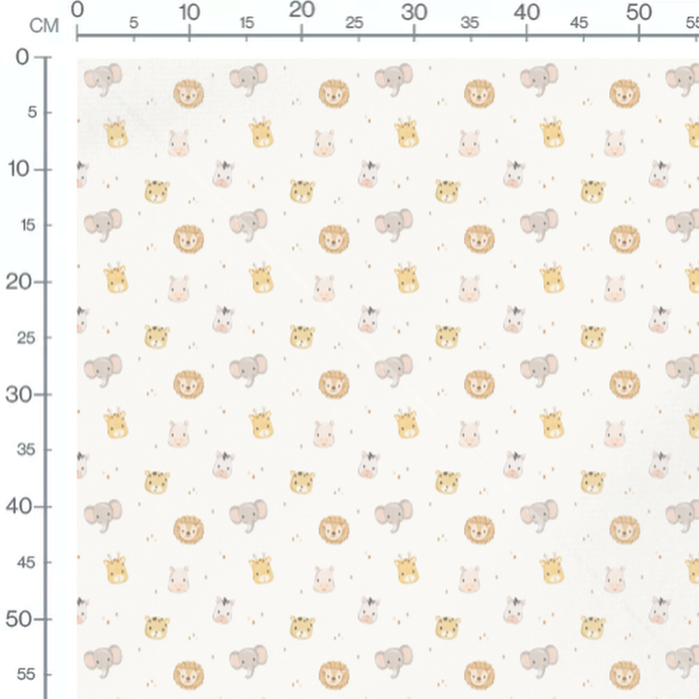 Tissu - Animaux pastel et carrés
