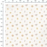 Tissu - Animaux pastel et carrés