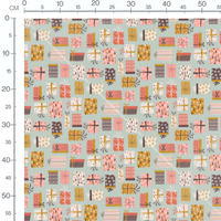 Tissu - Cadeaux multicolores sur fond vert