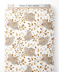 Tissu - Oiseaux et notes musicales