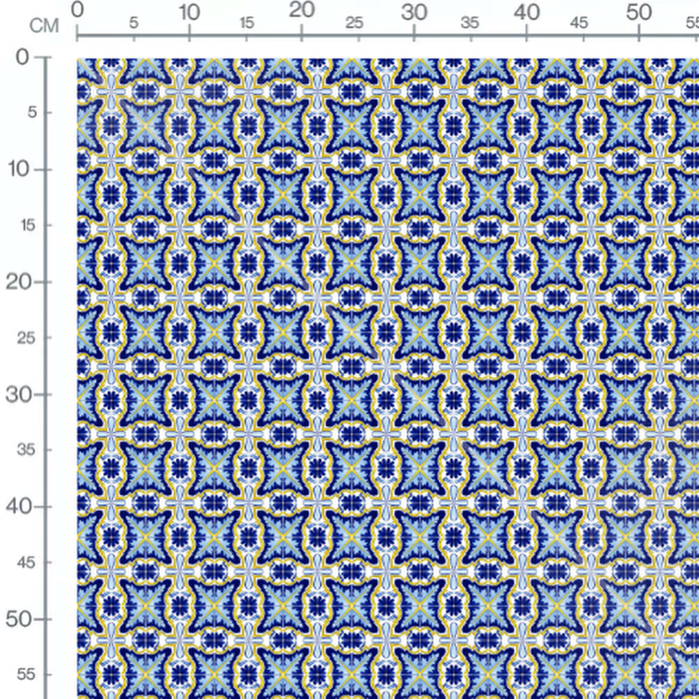 Tissu - Motifs bleus et jaunes