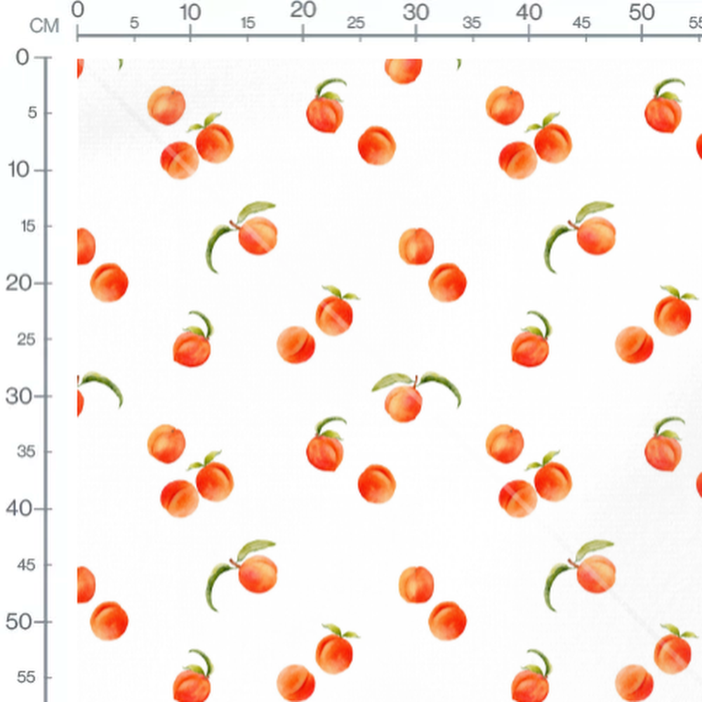Tissu - Pêches vives et feuilles vertes
