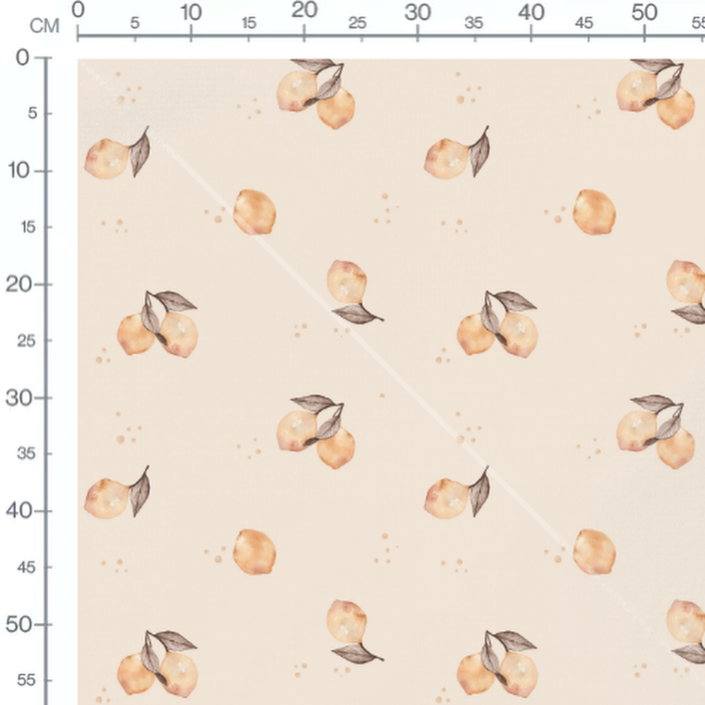 Tissu - Citrons jaunes et feuilles vertes