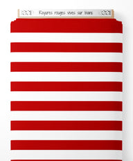 Tissu - Rayures rouges vives sur blanc