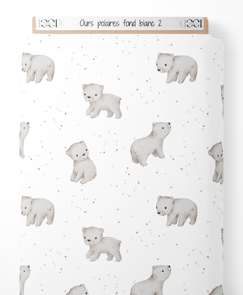 Tissu - Ours polaires sur fond blanc 2