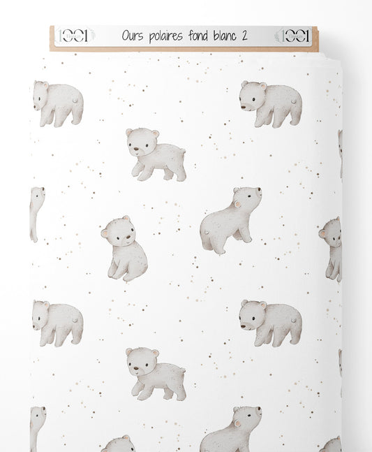 Tissu - Ours polaires sur fond blanc 2