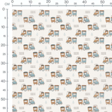 Tissu - Trains et sapins dessinés