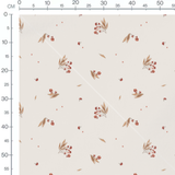 Tissu - Fleurs rouges et feuilles marron