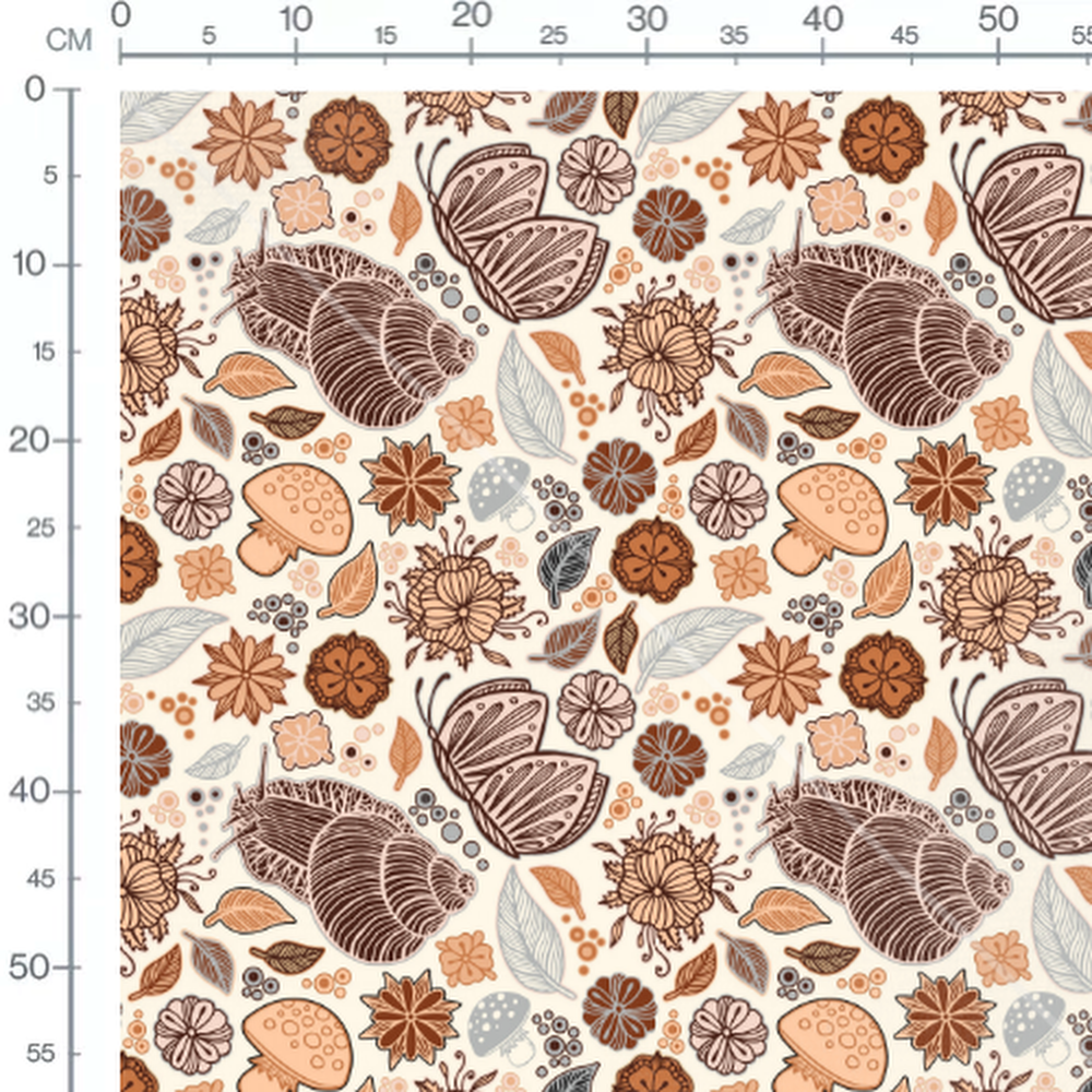 Tissu - Papillons et escargots colorés