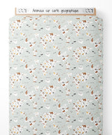 Tissu - Animaux sur carte géographique