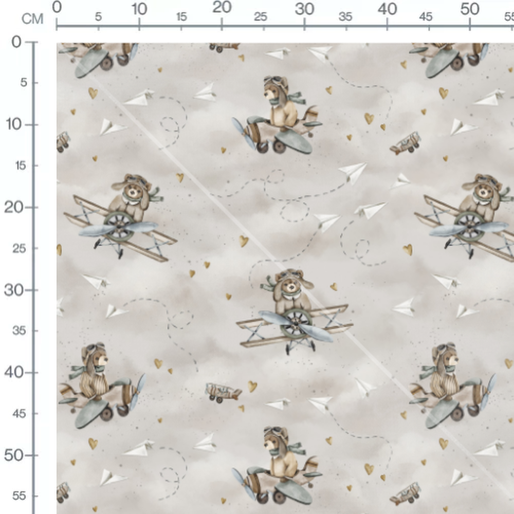 Tissu - Animaux aviateurs sur beige