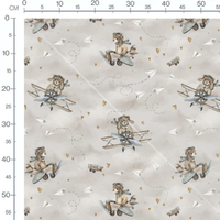 Tissu - Animaux aviateurs sur beige