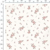 Tissu - Fleurs roses et baies rouges 3