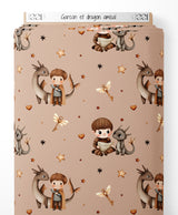 Tissu - Garçon et dragon amical