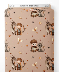 Tissu - Garçon et dragon amical