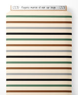 Tissu - Rayures marron et noir sur beige