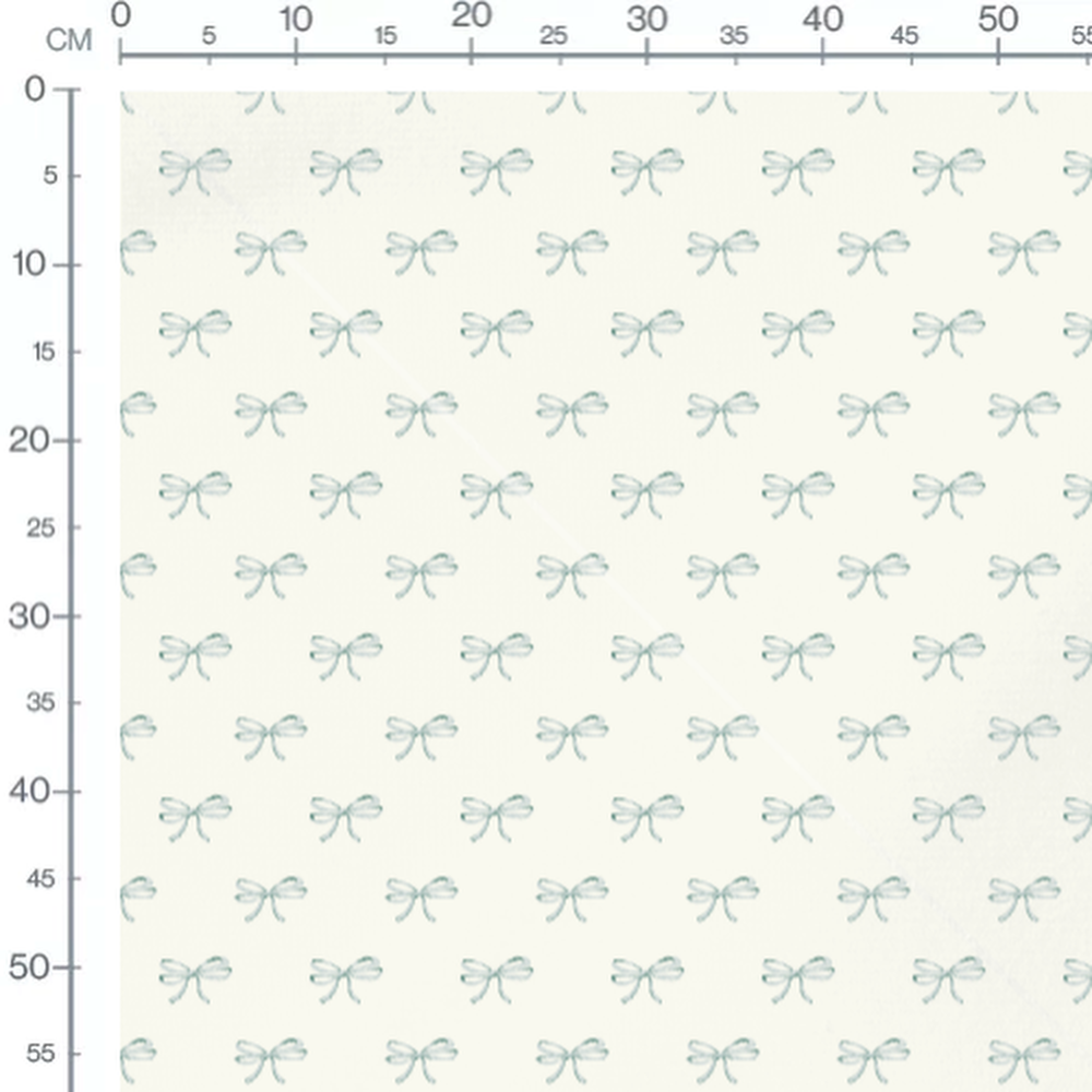 Tissu - Nœuds verts sur fond crème