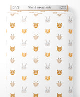 Tissu - Têtes d'animaux pastel