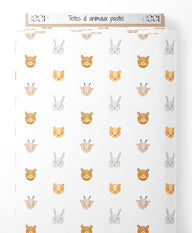 Tissu - Têtes d'animaux pastel