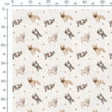 Tissu - Chiens gris sur fond blanc