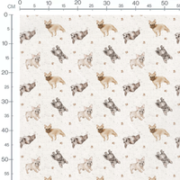 Tissu - Chiens gris sur fond blanc