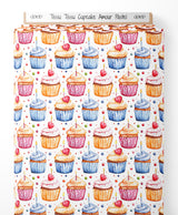 Tissu - Tissu Cupcake Amour Pastel