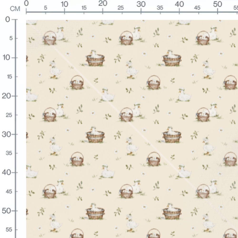 Tissu - Canards et paniers naturels