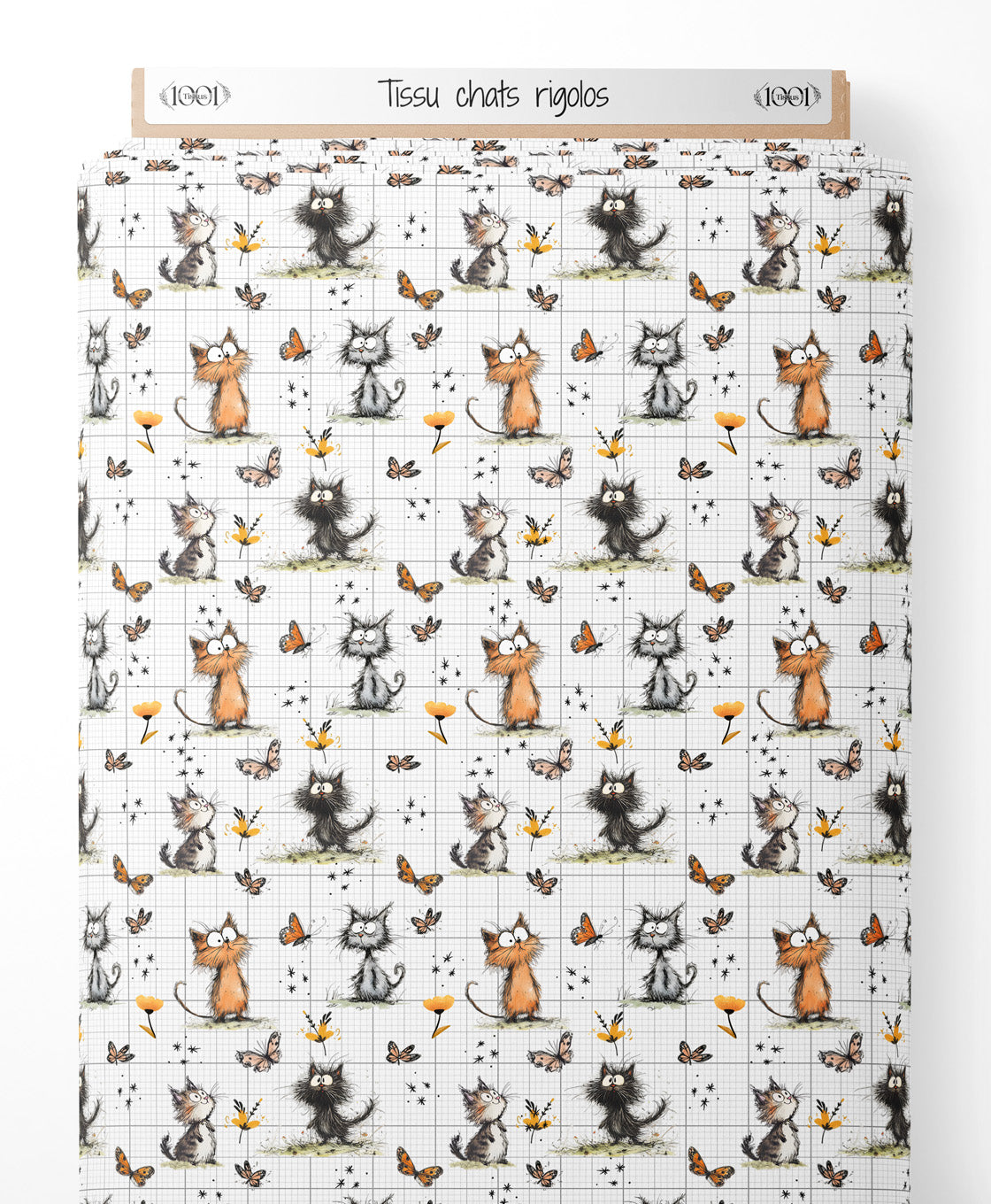 Tissu - chats rigolos