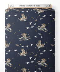 Tissu - Oursons aviateurs et avions