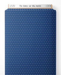 Tissu - Pois blancs sur bleu marine