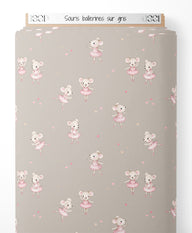 Tissu - Souris ballerines sur gris