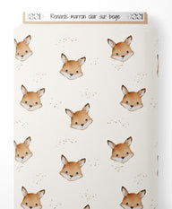 Tissu - Renards marron clair sur beige