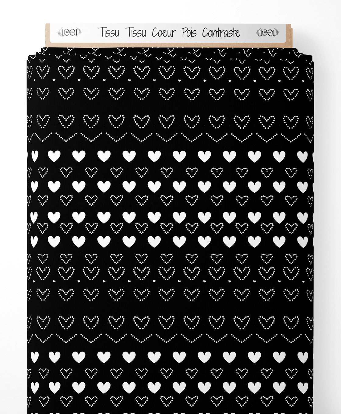 Tissu - Tissu Coeur Pois Contraste