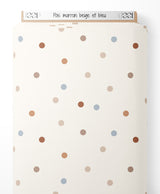Tissu - Pois marron, beige et bleu